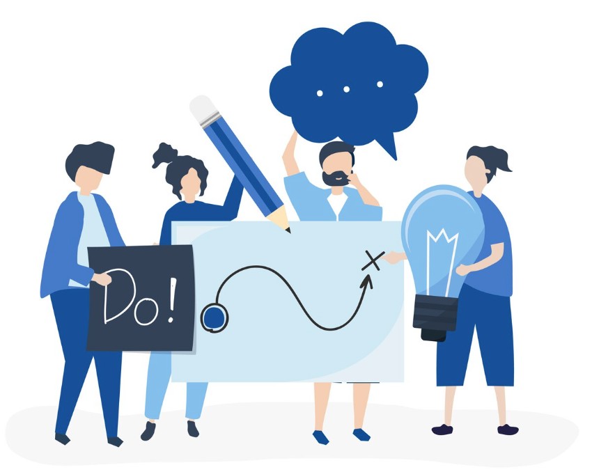 dessin représentant une réunion en facilitation graphique